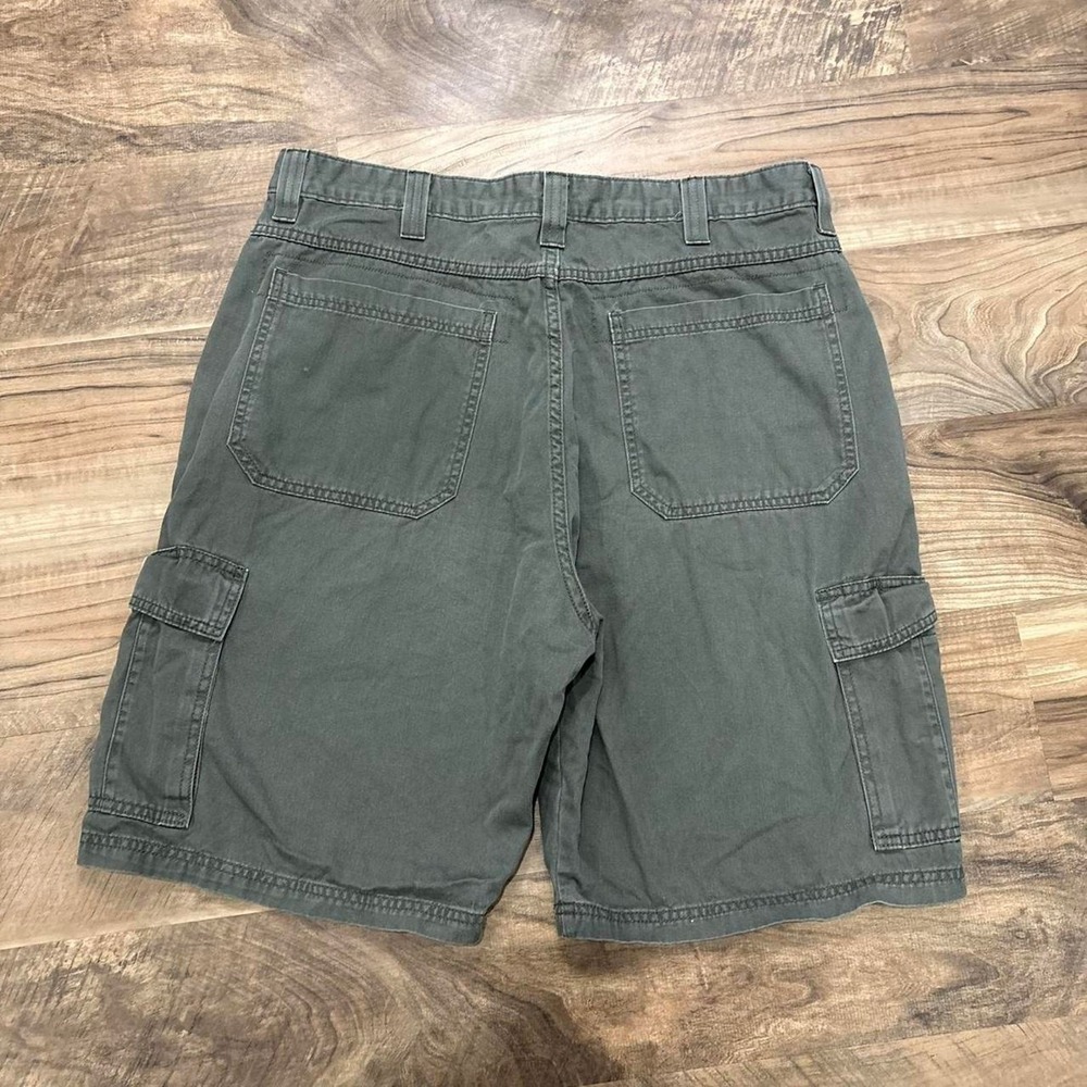 Vintage Y2K Wrangler Dark Green Cargo Shorts Baggy Workwear Utility 90s Style 36